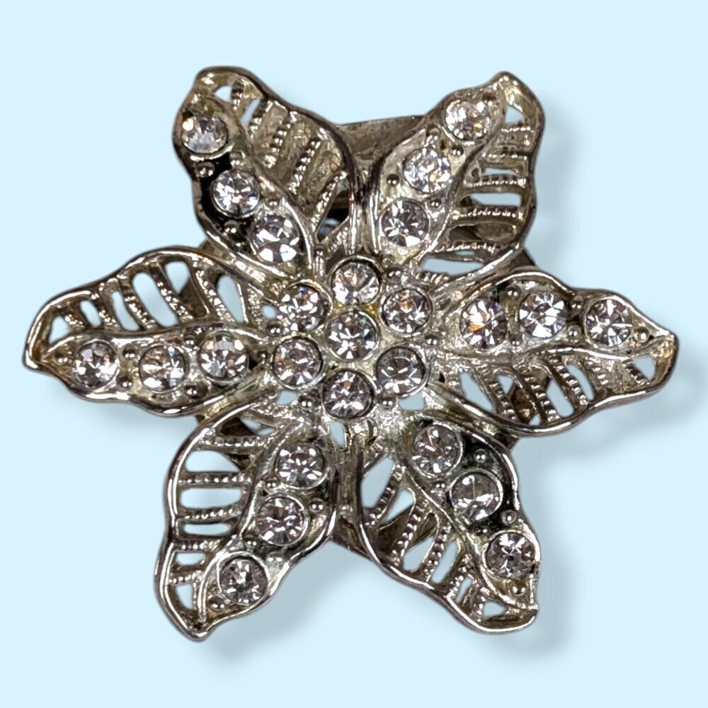 V. Floral Rhinestone Dress Clip